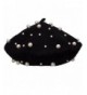 Lawliet Sweet French Womens Pearl Beaded 100% Wool Beret Cap Winter Hat Y91 - Black - CR189HN29E6