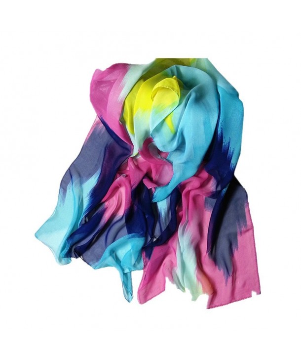 Chiffon Scarf- Sothread Women Printing Ink Painting Style Soft Scarves Shawl Scarf Wrap (Blue) - " Blue " - C3187IG0TCH