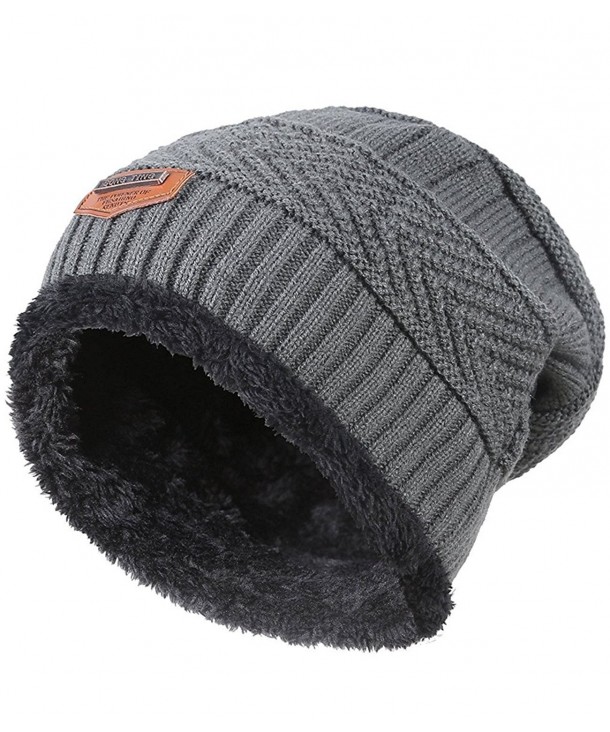 CoKate Beanie Hats Men's Winter Warm Knit Skull Caps with Fleece Lining - Grey - CC188GWSLG3