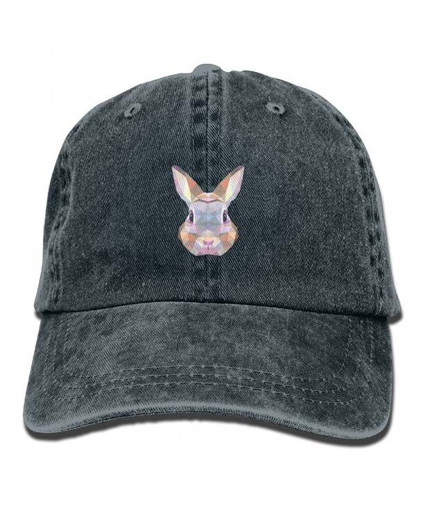 Geometric Rabbit Bunny Adult Sport Adjustable Baseball Cap Cowboy Hat - Navy - C01869736S7