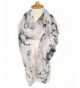 GERINLY Pastel Scarves: Peach Blossom Print Shawl Scarf For Women - New White - C712NVBHG0S
