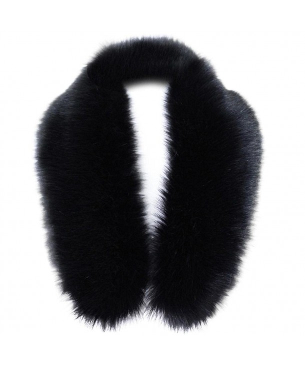 TONSEE Women's Winter Fashion Faux Fox Fur Collar Scarf Shawl Collar - Black - CA12N3CNDNH
