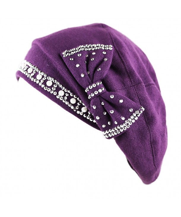 THE HAT DEPOT Women's Handmade Warm Baggy Fleece Lined Slouch Beanie Hat - Purple - C2126IAHG1R