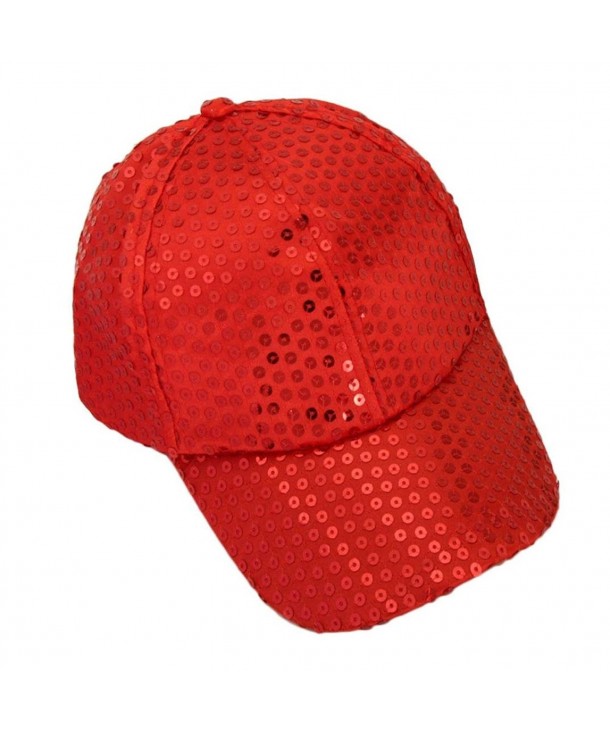 Voberry Women Sequins Shiny Flashy Sunscreen Baseball Hat Ball Cap Adjustable - Red - C41263I4U9L