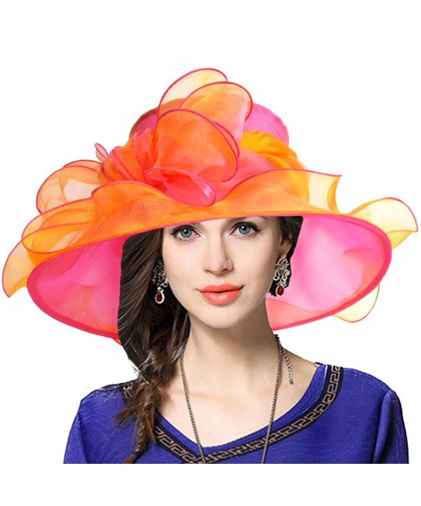 Two-Tone Bow Dress Church Baptism Wedding Tea Party Derby Hat Rose ...