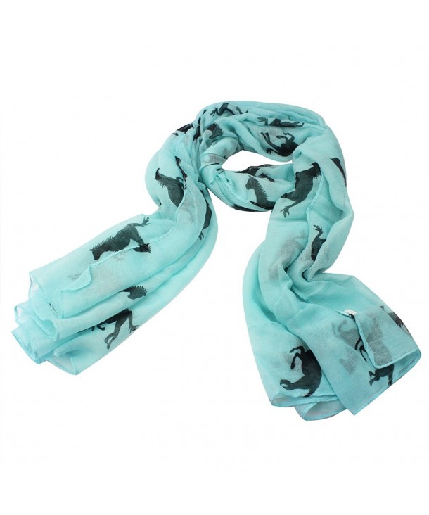 New Fashion Large Shawl Animal Horse Print Scarf Wrap Stole Voile Gift - Blue - C311LCQ5RN3