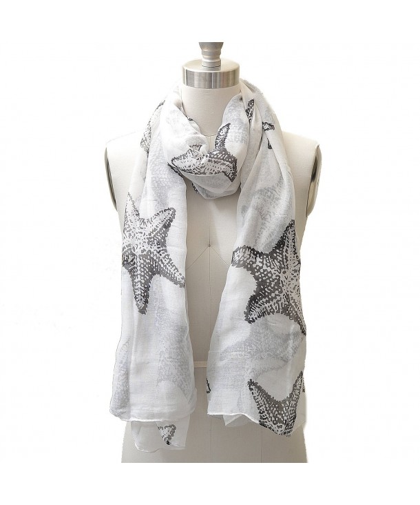 HUE21 Women's Trendy Starfish Pattern Fashion Scarf Black and White Color - C711HLY400L