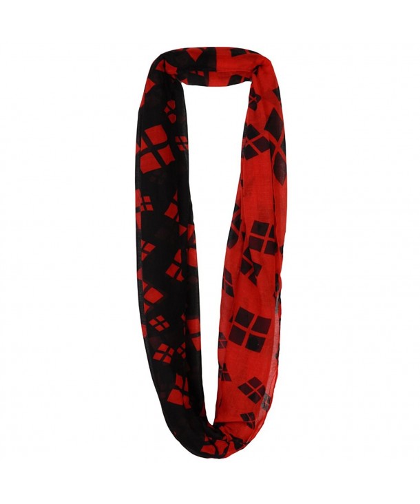 Harley Quinn Black and Red Print Infinity Fashion Scarf Costume Accessory - CH124DZWIV3