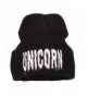 Flammi Unisex Stretch Plain Knit Cuff Beanie Hat Skull Beanie Cap - Black/Unicorn - CE12NG7BG8U