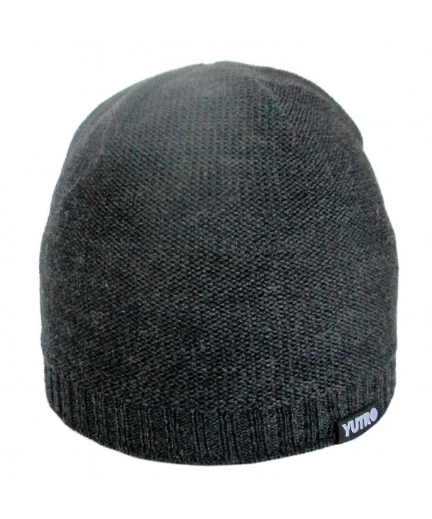 YUTRO Fashion Classic Winter 100 % Merino Wool Beanie Hat for Men - Charcoal - CX12NR519GS