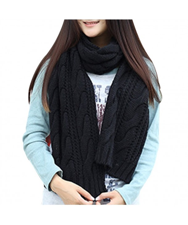 HUAYI Women's/Men's Shawl Knitting Wool Wrap Long Knitted Lovers Scarf - Black - CG187RG4EYK