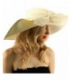 Flip Up Bow Floppy Wide Brimmed 7"+ Summer Derby Beach Dressy Sun Hat - Ivory - CO17WXCE2C0