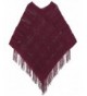 Livingston Women's Cozy Knitted Pullover Sweater Wrap Shawl w/Tassels - Burgundy - CG188KR5NYG