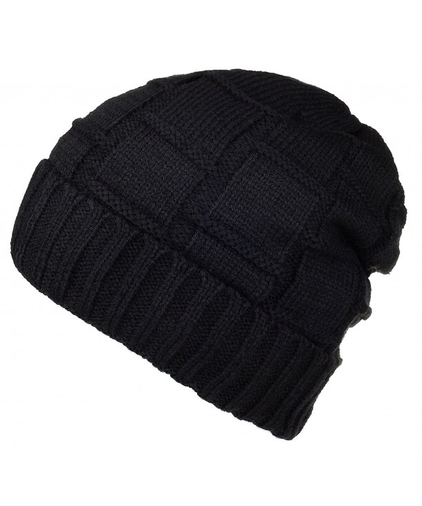 Spikerking Mens New Winter Hats Knitted Classic Twist Cap Thick Beanie Hat - Black A - CM187KD299H