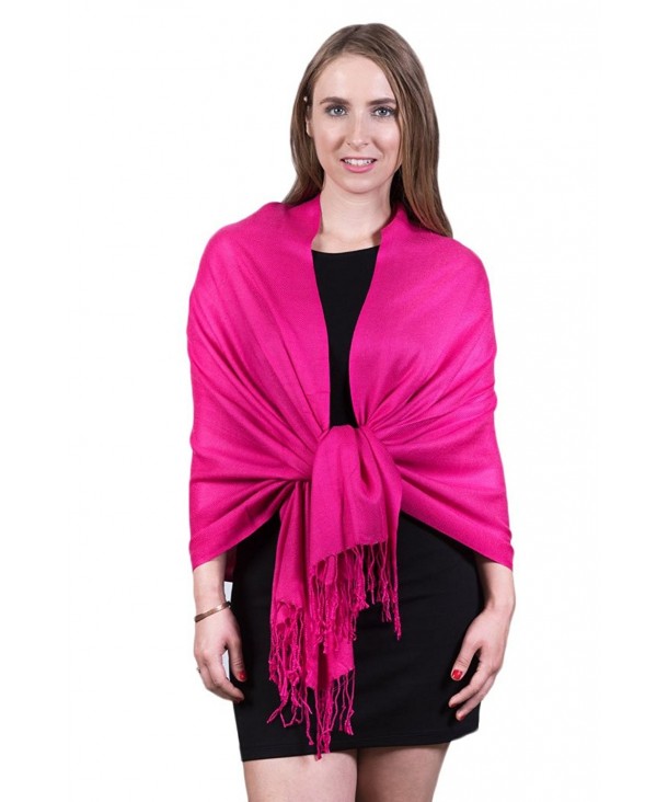 Fashmina Pure Solid Pashmina Shawl Scarf - Silky soft- Opaque - Hot Pink - C11880THENS