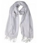 Peach Couture Princess Shimmer Scarf Pashmina Shawl with Fringes - White - C1186OSIMKN