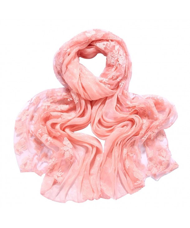 NOVAWO Women Girls Luxurious Long Silk Pashmina Shawl Wrap Stole - Pink - CH11NKARJ0H