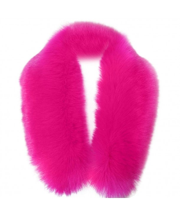 DDLBiz Fashion Women's Faux Fur Collar Scarf Shawl Wrap Stole Scarves - Hot Pink - CE12N9RXHXG