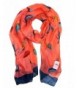 P & R Women's Print Scarves Shawl Large Size180*90cm Voile Soft Wraps - Robin Birds-orange - CC12C3MDF01
