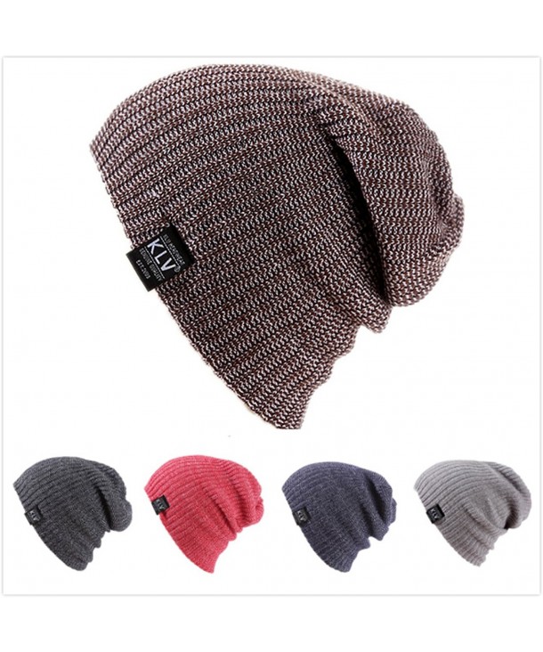 Mens Winter Warm Knitting Hats Wool Baggy Slouchy Skull Cap Knit Beanie ...