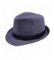 LETSQK Men's Straw Panama Wide Brim Ribbon Beach Cap Sun Fedora Hat - Grey - CC12F6BCUTN