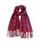 Stylish Long Plaid Cashmere Feel Blanket Lattice Grid Wrap Shawl Scarves - Red & Navy Blue - CD188KO8H39