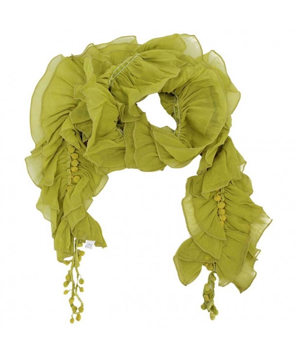 Frilly Layered Ruffle Summer Scarf - Green - CT119PHXOGN