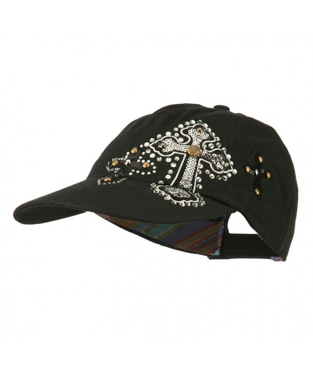 Sequin and Glitter Cross Baseball Cap - Black - C711VSYE13B