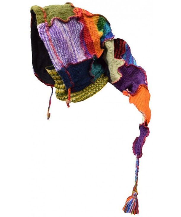 Little Kathmandu Woolen Fleece Lined Pixie Long Snood Hood Neckwarmer Hat - Patchwork - C417Y2CQ4GU