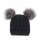 EPGU Men & Women's Cable Knit Beanie With Faux Fur Pompom Ears - Black/Grey - C618804620X
