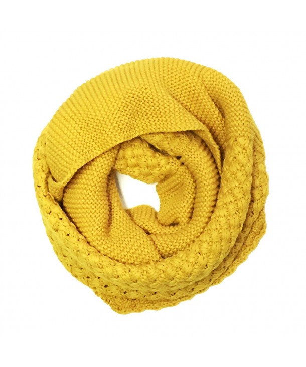 Wrapables Trendy Winter Warm Knit Infinity Scarf - Mustard Yellow - CQ12B0JAYSX