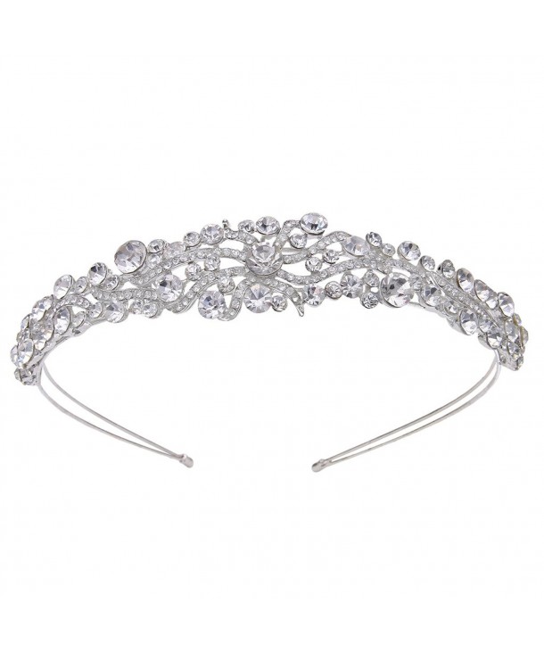EVER FAITH Silver-Tone Austrian Crystal Art Deco Wave Cluster Bridal Hair Band Headpiece Clear - CT1263FP41R