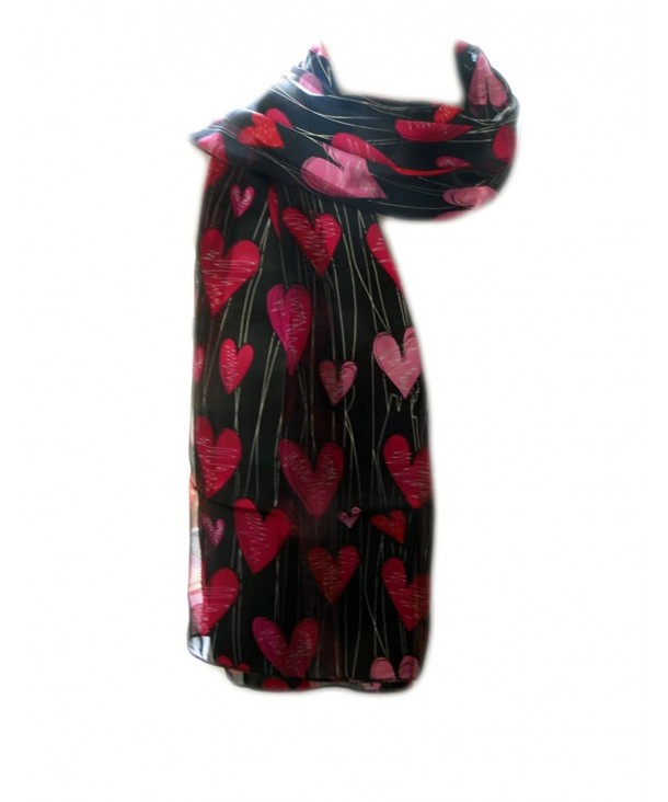 New Company Womens Valentines Day Hearts Scarf - Black - One Size - C311IUGE0UT