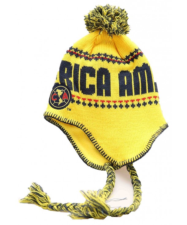 Club America Football Soccer Men's Peruvian Beanie Ski Hat - Yellow - C311PMFPEJ7