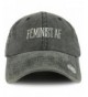 Trendy Apparel Shop Feminist AF Text Embroidered Washed Cotton Unstructured Baseball Cap - Black - CV187CZIQOK