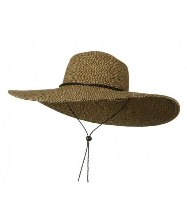 Womens Floppy Wide Brim Packable Sun Hat Two Tone Brown with Chin Strap - C4115KOAQ3X
