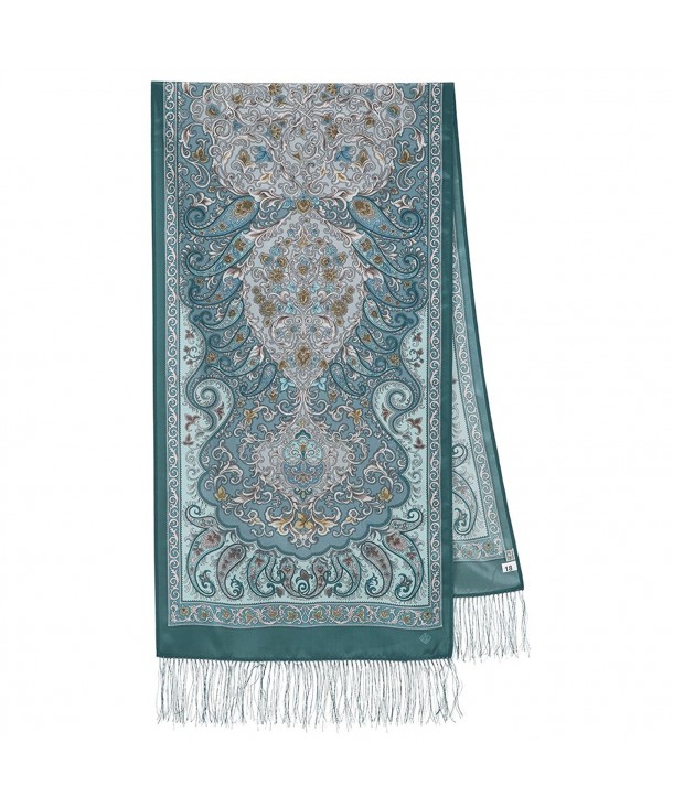 Pavlovo Posad Shawl Scarf Pashminas Wrap Elegant Pattern Silk 25 vibrant colors - Pine Green - C012ELWOF8R