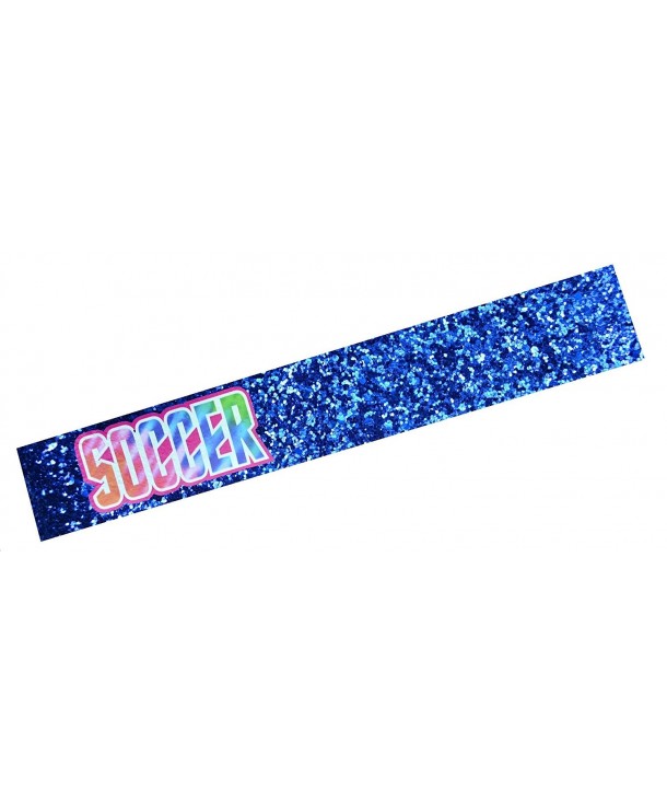 Girls Tie Dye SOCCER Elastic Glitter Headband by Funny Girl Designs - Royal Blue - CO11UDA2AKP