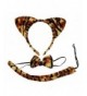 Furry Tiger Cat Ears Bow Tie Tail Golden Brown & Black Fancy Dress Up Set - CY12N83PE4O