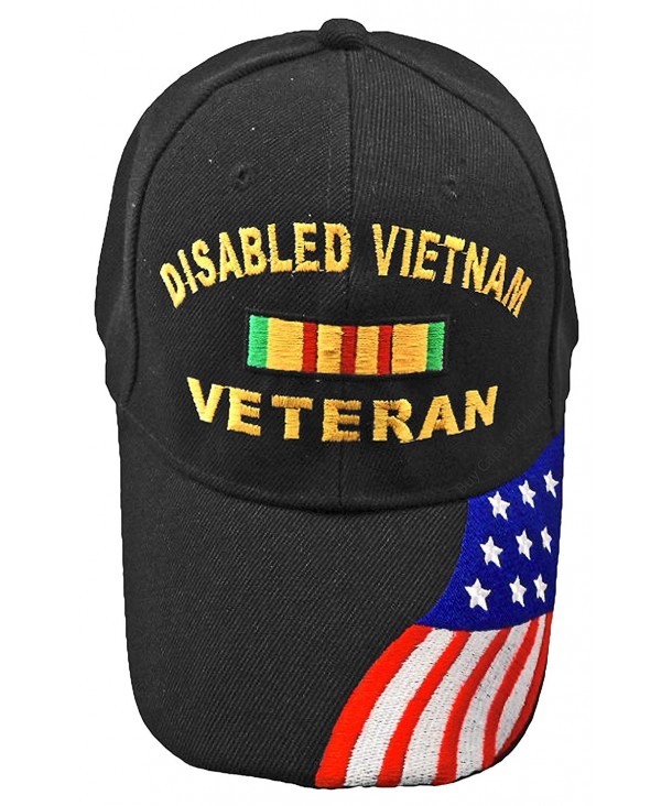 Disabled VIETNAM Veteran Baseball Cap Black Hat American Flag Army Marine Navy - CI17Z54IK55