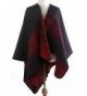 QZUnique Women's Blanket Winter Houndstooth Knitted Cardigans Scarf Shawl Poncho Cape - Black Red - CU1896SYLWC
