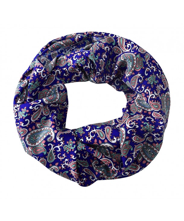 Peach Couture Chic Graphic Paisley Printed Infinity Loop Scarf Various Colors - Royal Blue - C712K9DTPMX