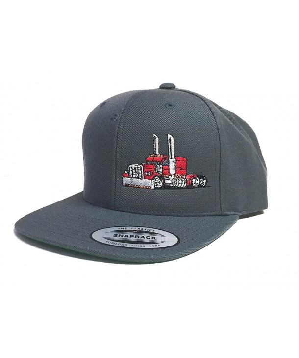 JUST RIDE Trucker Hat Diesel Big RIG Cap Flat Bill Snapback - Grey/Red - C9188I40E2Z