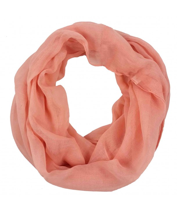 Lina & Lily Plain Color Infinity Loop Scarf Small Size for Spring Fall - Peach - CC11QN3E8WV