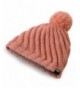 Evony Womens Ribbed Pom Beanie Hat With Warm Fleece Lining - One Size - Light Pink - CD187N934MX