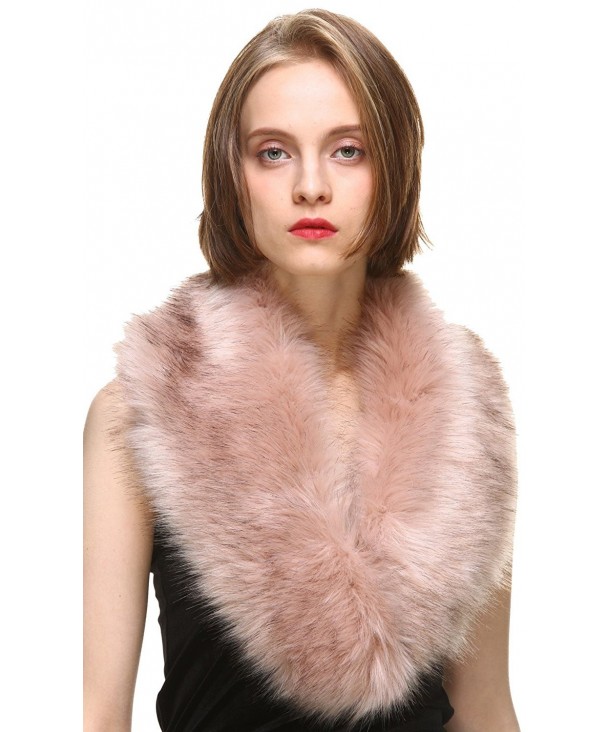 Vogueearth Women'Faux Fur Neck Scarf For Winter Coat Collar - Pink - CF1883XN6O0
