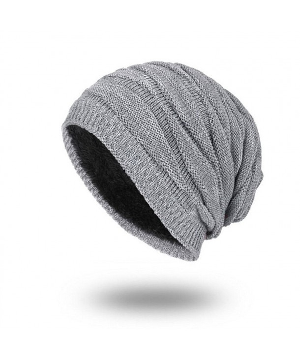 Men's Knit Thicken and Fleece Lining Beanie Hat Winter Slouchy Warm Cap ...