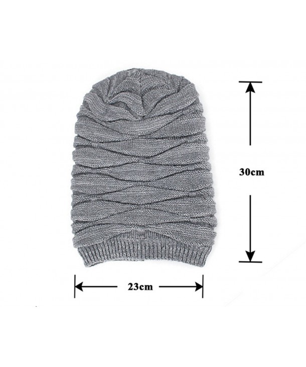 Men's Knit Thicken and Fleece Lining Beanie Hat Winter Slouchy Warm Cap ...