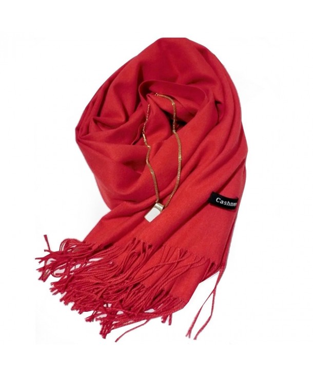 Good Bag Women Ladies Wool Fashion Plain Warm Long Cashmere Scarf Pashmina Wrap Shawl - Red - CG129UI50SV