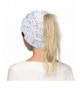 Hatsandscarf CC Exclusives Ribbed Confetti Knit Beanie Tail Hat For Adult (MB-33) - Ivory - CL189C0GN24